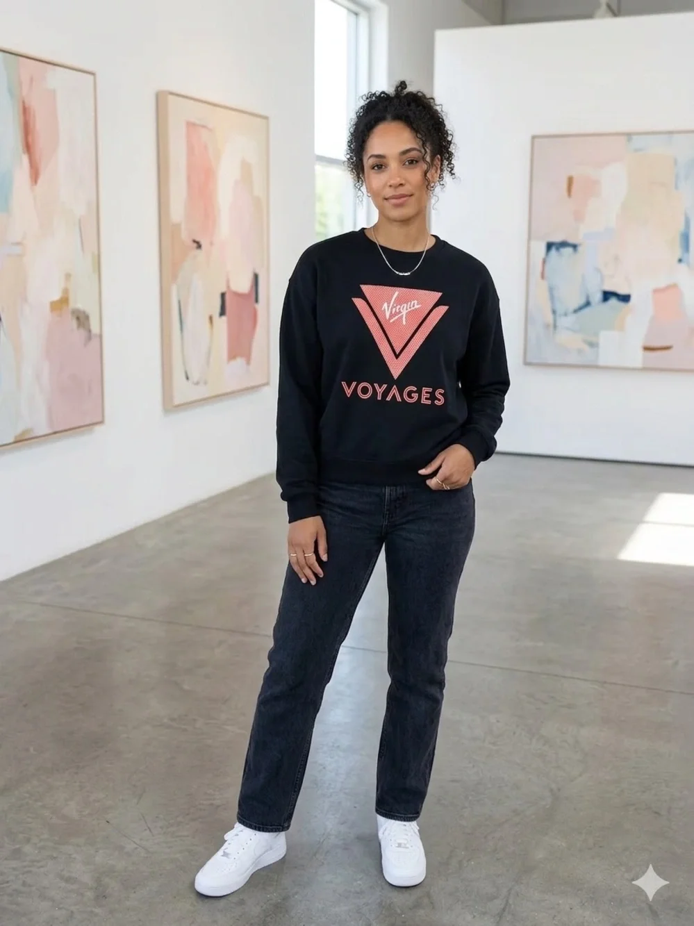 XXL VIRGIN VOYAGES Black Crewneck Sweatshirt with Red Logo